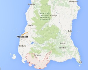 Jeneponto district, Sulawesi, on Google Maps