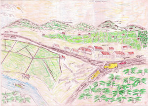 Kalimantan drawing of the future: his child foresees the forests of their area replaced by large-scale development of agriculture and roads. Photo by Center for International Forestry Research (CIFOR).