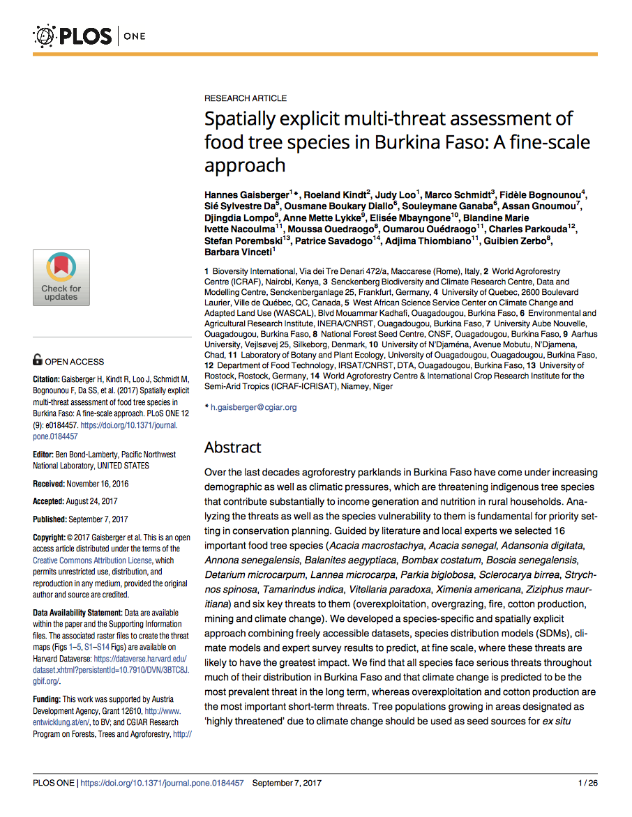 Spatially explicit multi-threat assessment of food tree species in ...